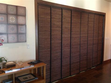 Woven wood sliding panels