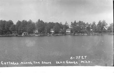 LAKE GEORGE MI~RESTING and Eating Fish Every Day~Shore Cottages RPPC 1940s $8.75 - PicClick
