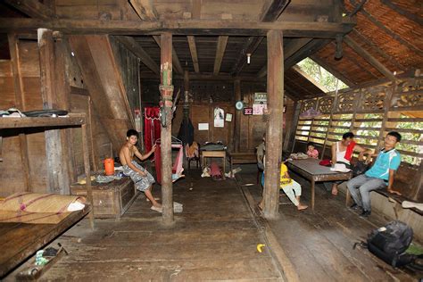 Inside a traditional house in North Nias Regency, Nias Island, Indonesia. Photo by Bjorn ...