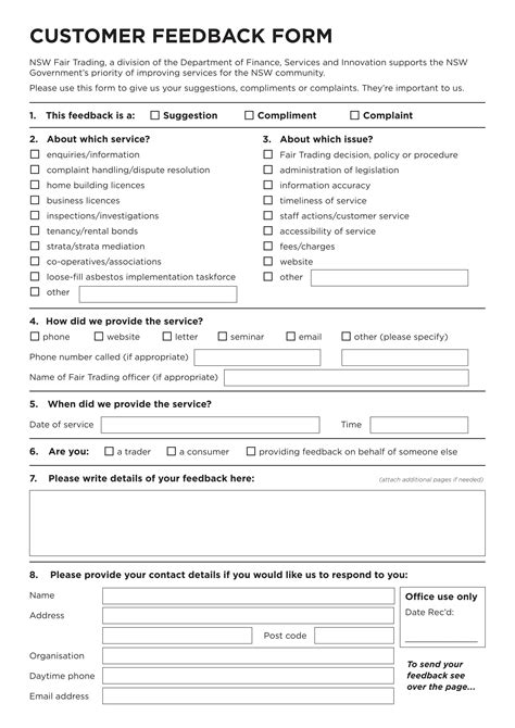 Customer Feedback Form Template Excel