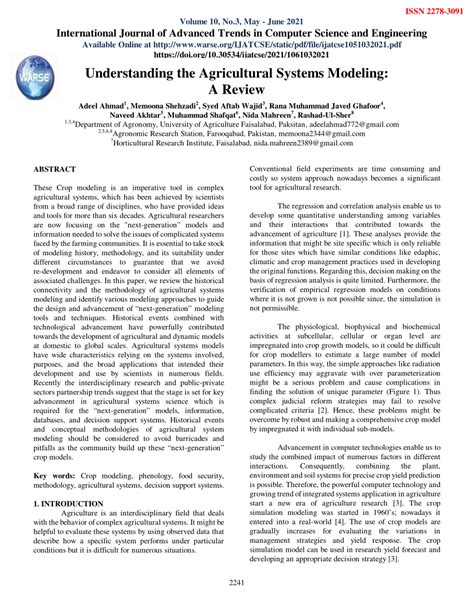 (PDF) Understanding the Agricultural Systems Modeling: A Review