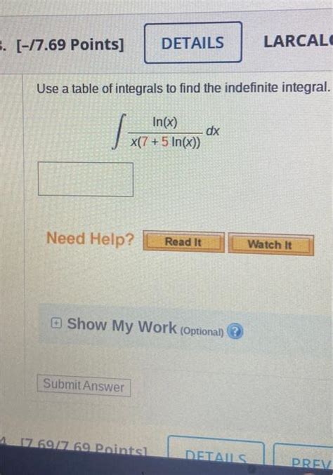 Solved Use a table of integrals to find the indefinite | Chegg.com