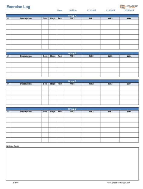 Workout Plan Template Excel Inspirational 40 Effective Workout Log ...