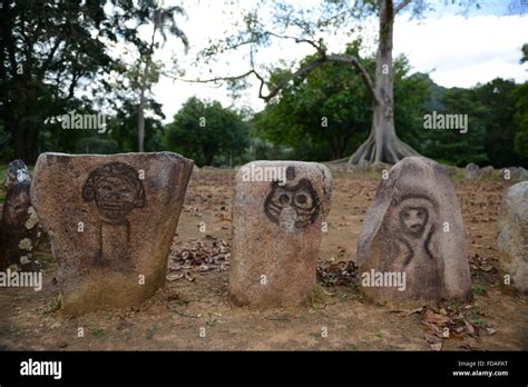 Rocks carved with petroglyphs at Caguana Indigenous Ceremonial Center. Utuado, Puerto Rico ...