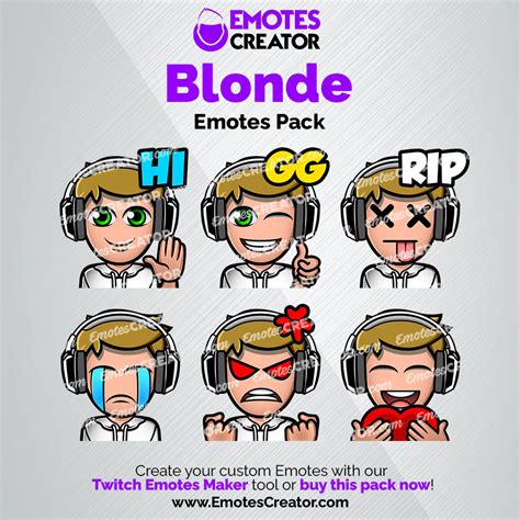 Blonde Emotes Twitch Pack – Emotes Creator