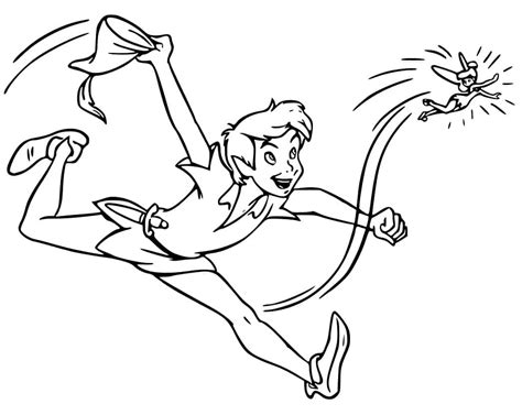 Happy Peter Pan and Tinker Bell coloring page - Download, Print or Color Online for Free