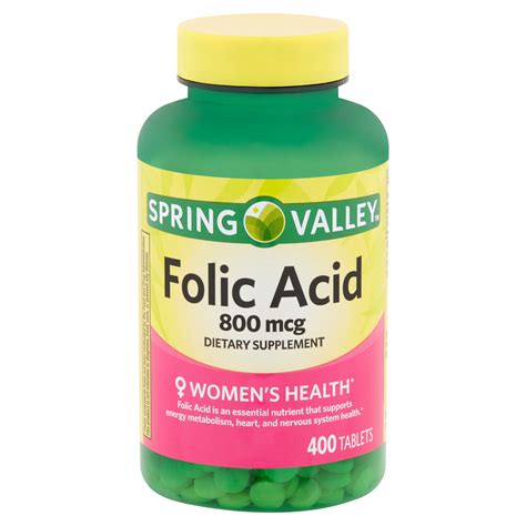 Spring Valley Folic Acid Tablets, 800 mcg, 400 Count - Walmart.com ...