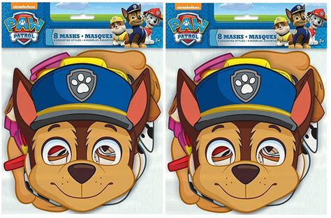 PAW Patrol Party Masks, Assorted 8ct (2 pack), 2 Packages of 8 PAW Patrol Party Masks - 16 total ...