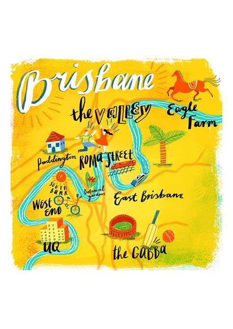 Illustrated map of Brisbane, Australia on Behance