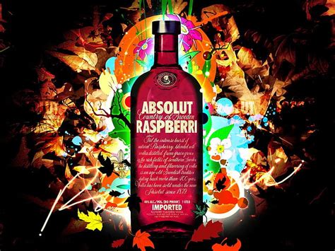 HD wallpaper: Absolut Raspberri bottle illustration, vodka ...