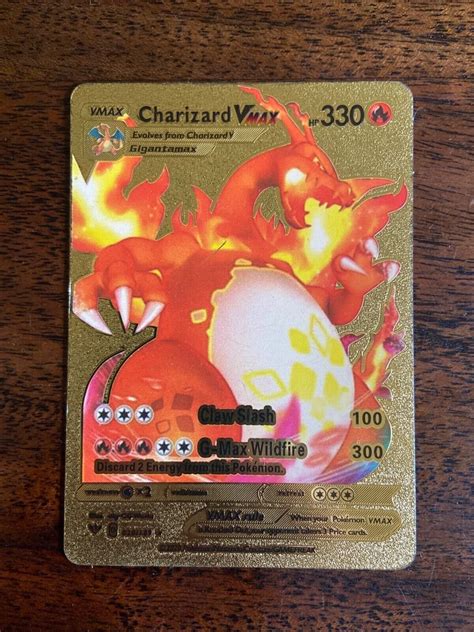 Mavin | RARE Pokémon Charizard VMAX Gold Foil Pokemon Card Gigantamax