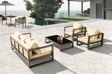 Amber Modern Outdoor Sofa Set with 2 Club Chairs - Icon Outdoor Contract