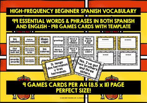 SPANISH VOCABULARY CARDS #2 | Teaching Resources