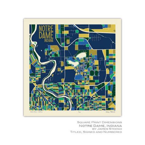 Notre Dame Indiana University Campus Art Map Print near - Etsy