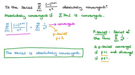 Question Video: Deciding If a Series Is Absolutely Convergent | Nagwa