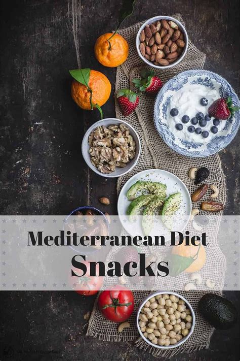 Mediterranean Diet Snacks ideas including, nuts, dried fruit, fresh fruit, avocados, tomatoes ...