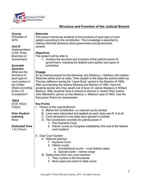 Structure and Function of the Judicial Branch