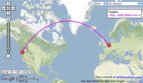 Great Circle Routes: PDX - AMS - Brent Logan