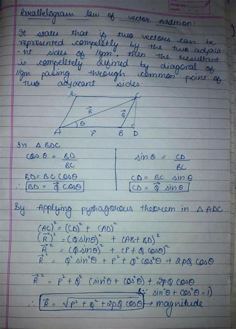 Derive parallelogram law of vector addition using method of components ...