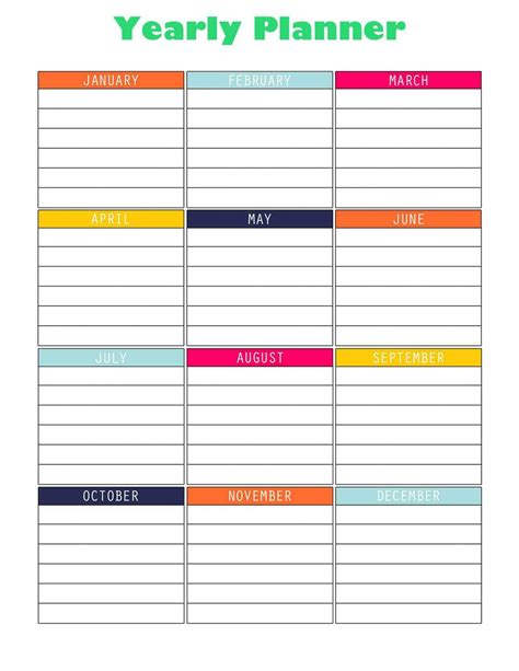 Free Printable Yearly Planner Template in PDF, Word & Excel