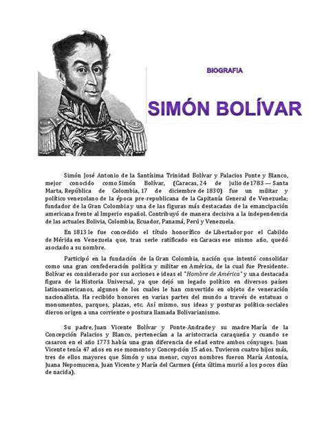 Simon Bolivar Biografia