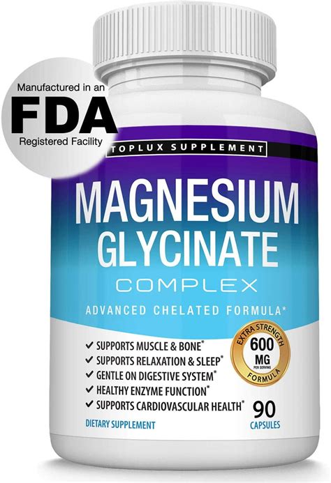 Premium Magnesium Glycinate Complex 525 Mg High Absorption 125% DV ...