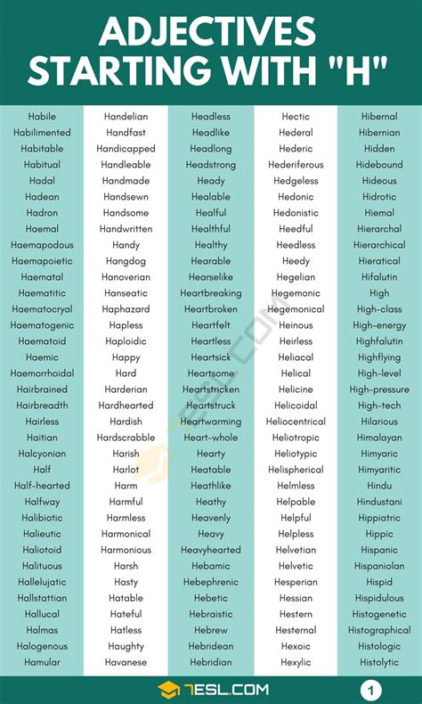 Adjectives that Start with H (H Adjectives in English) • 7ESL