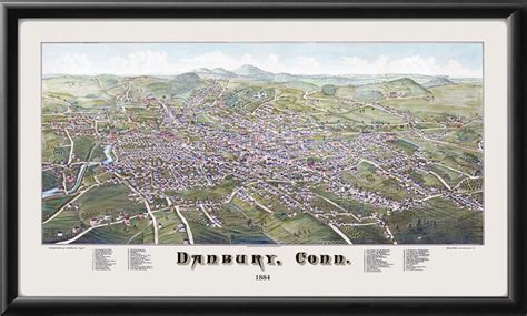 Danbury CT 1884 (Color) - Vintage City Maps