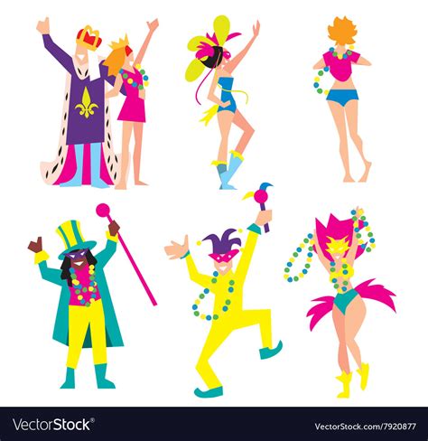 Carnival characters people Royalty Free Vector Image