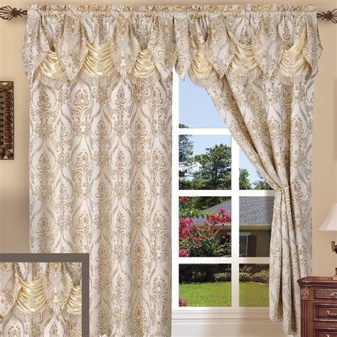 4 pc Window Set Ivory Cream Curtains Panels Drapes Pair Valance 84 in ...