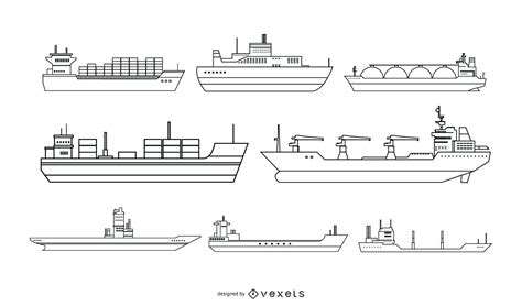 Ship Line Style Vector Design Vector Download