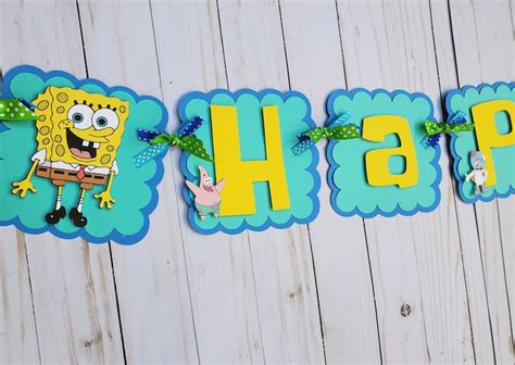 Spongebob Birthday banner. Spongebob sign. Spongebob Birthday. | Etsy