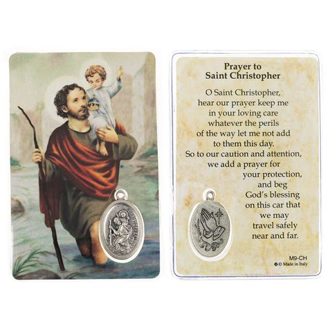 Laminated St. Christopher Prayer Card with Medal | The Catholic Company®