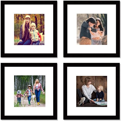 Amazon.com - 12x12 Black Picture Frame Set, Square Photo Frame with Mat ...