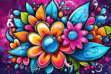 Flower Graffiti Wallpaper, Graffiti Background, Floral Graffiti Pattern ...