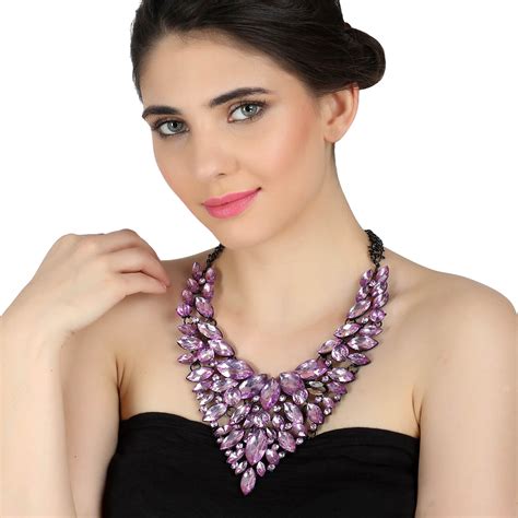 Buy Purple Gemstone Statement Necklace | Statement Necklace Online