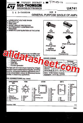 UA741 Datasheet(PDF) - STMicroelectronics