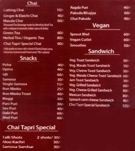 Chai Tapri Menu, Menu for Chai Tapri, Andheri Lokhandwala, Andheri West ...