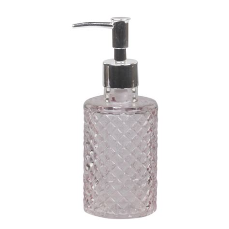 Pink Glass & Chrome Soap Dispenser