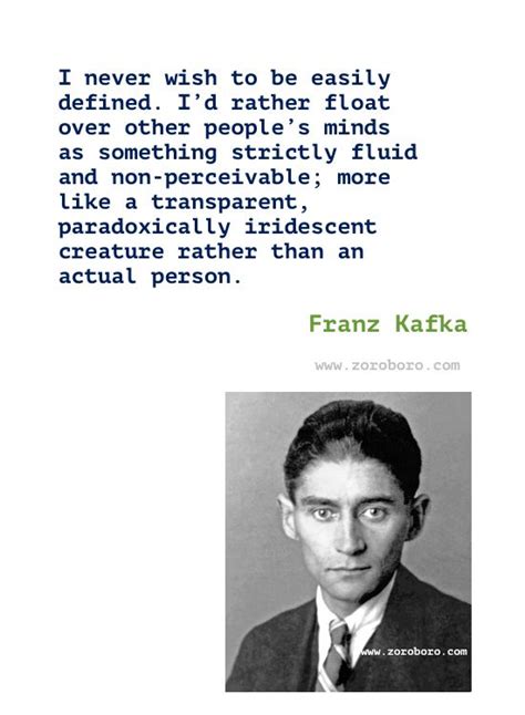 a man in a suit and tie with a quote from frank kafka on it