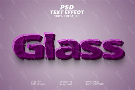 Glass Broken Purple Stone 3D Text Effect | Photoshop PREMIUM PSD File