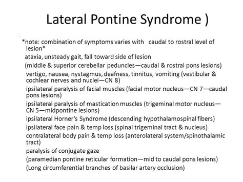 Lateral Pontine Syndrome