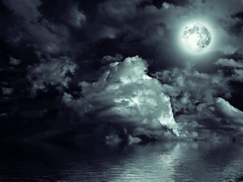 sky, Water, Night, Moon, Clouds, Nature Wallpapers HD / Desktop and ...