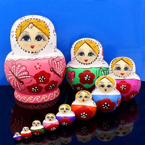 Aliexpress.com : Buy 10pcs/set Wooden Russian Nesting Doll Toy Hand painted Traditional ...
