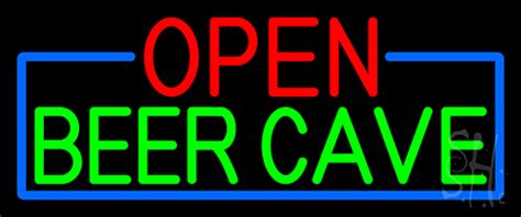 Open Beer Cave With Blue Border LED Neon Sign - Beer Open Neon Signs ...