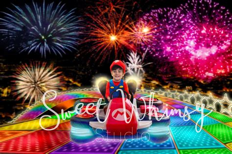 Mario Kart Digital Background Mariokart Rainbow Road Photoshop Mario ...