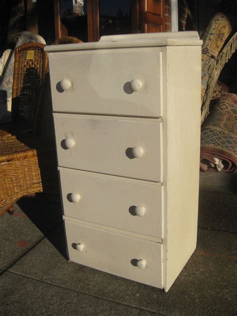 UHURU FURNITURE & COLLECTIBLES: SOLD - Small White Wooden Chest of Drawers - $35