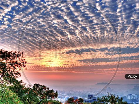 Image of View Of Sunrise In Pune With Some Nice Cloud Pattern And ...