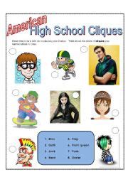 American High School Cliques - ESL worksheet by lillellis