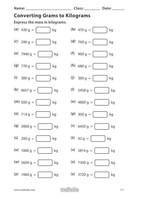 Converting Grams to Kilograms in 2020 | Decimals worksheets, Play to ...